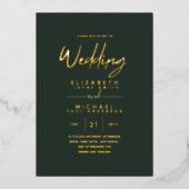 Invitation En Aluminium Green Gold Foil Script élégant Mariage moderne (Recto)