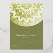 Invitation En Aluminium Green Lace Mandala Wedding (Recto)