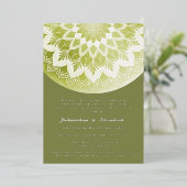 Invitation En Aluminium Green Lace Mandala Wedding (Debout devant)