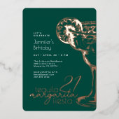 Invitation En Aluminium Green Margarita Fiesta 21e Anniversaire Party Gold (Recto)