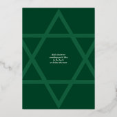 Invitation En Aluminium Green Real Gold Foil Star de David Bar Mitzvah Foi (Verso)