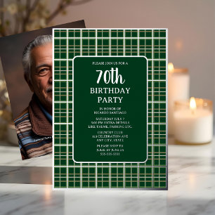 Invitation En Aluminium Green Silver Géométrique 70e fête d'anniversaire p