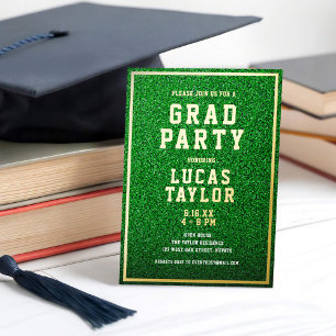 Invitation En Aluminium Green Turf Sports Thème Grad Party