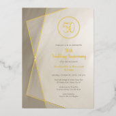 Invitation En Aluminium gris antique 50e anniversaire avec or (Recto)