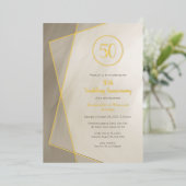 Invitation En Aluminium gris antique 50e anniversaire avec or (Debout devant)
