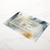 Invitation En Aluminium Gris Bleu Hiver Pine Arbre Monogramme Enregistrer  (Rotation)
