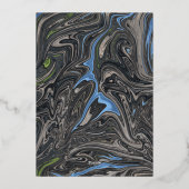 Invitation En Aluminium Gris bleu minimum Vagues Mariage Abstrait Argent (Verso)