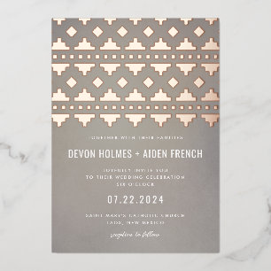 Invitation En Aluminium Gris chaud doré rose sud-ouest