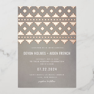 Invitation En Aluminium Gris chaud Sud-Ouest Gleam Mariage Rose Or