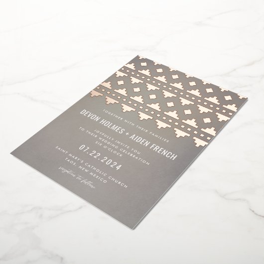 Invitation En Aluminium Gris chaud Sud-Ouest Gleam Mariage Rose Or (Rotation)