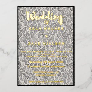 Invitation En Aluminium Gris Chic Mariage Or (Bordure)