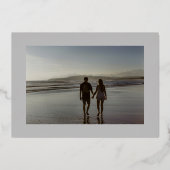 Invitation En Aluminium Gris Classique Golden Stripe Photo Enregistrer La  (Verso)