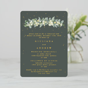 Invitation En Aluminium Gris Green Snowberry+Eucalyptus Mariage répétition