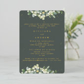 Invitation En Aluminium Gris Green Snowberry+Eucalyptus Mariage répétition (Debout devant)