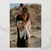 Invitation En Aluminium Gris moderne noms gris mariage photo argent (Verso)