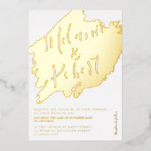 Invitation En Aluminium Gris or brosse blanc chic mariage initiales (Recto)