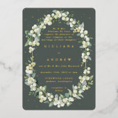 Invitation En Aluminium Gris vert Formel Snowberry+Eucalyptus Mariage (Recto)