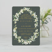 Invitation En Aluminium Gris vert Formel Snowberry+Eucalyptus Mariage (Debout devant)