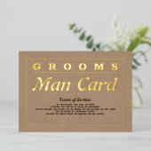 Invitation En Aluminium Grooms Man Card Conditions d'utilisation Propositi (Debout devant)