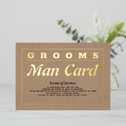 Invitation En Aluminium Grooms Man Card Conditions d'utilisation Propositi (Debout devant)