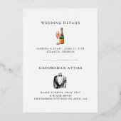 Invitation En Aluminium Groomsman Cravate noir et blanc classique (Verso)