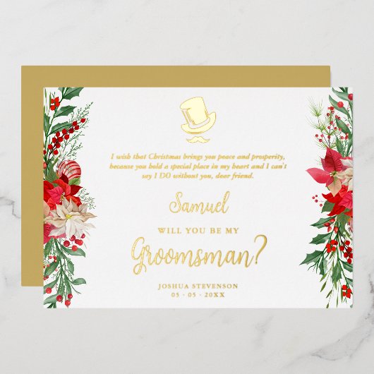 Invitation En Aluminium Groomsman Fancy Luxury Christmas Proposal Card (Recto/Verso)