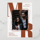 Invitation En Aluminium Gros Initiales de rouille Photo moderne Enregistre (Recto)