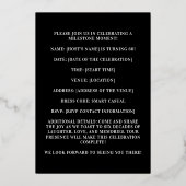 Invitation En Aluminium Gros Monogramme Gras Pressé Or Anniversaire (Verso)