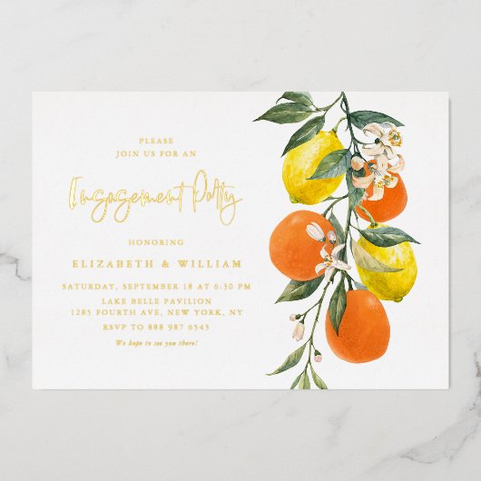 Invitation En Aluminium Groupe d'engagement Oranges botaniques et citrons (Recto)