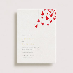 Invitation En Aluminium Grues en papier d'origami pour mariage
