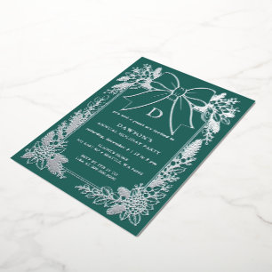 Invitation En Aluminium Guirlande de Noël avec ruban vert monogrammé pour