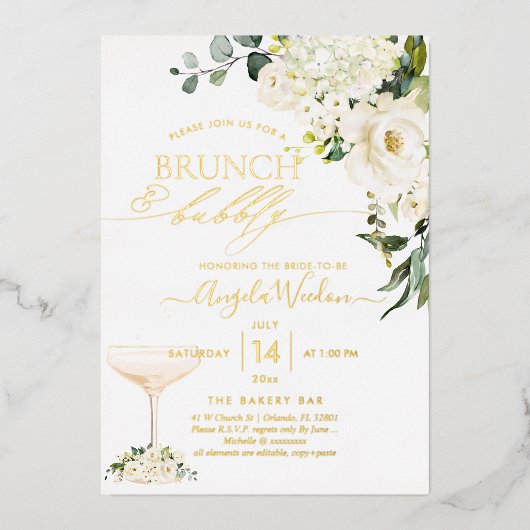 Invitation En Aluminium H2 Albâtre Rose Brunch Bubbly Real (Recto)