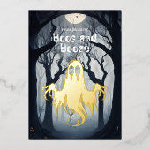 Invitation En Aluminium Halloween Boos et Booze Éffrayant Ghost Party (Recto)
