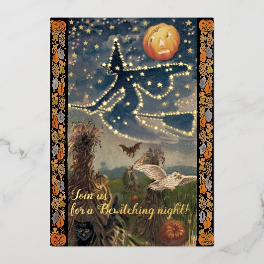 Invitation En Aluminium Halloween de nuit étoilée (Recto)