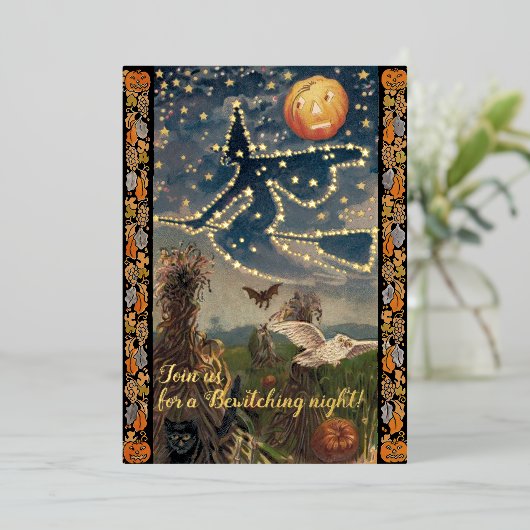 Invitation En Aluminium Halloween de nuit étoilée (Debout devant)