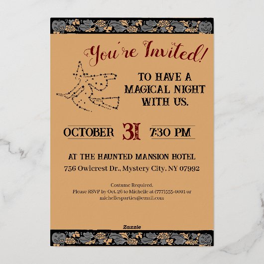 Invitation En Aluminium Halloween de nuit étoilée (Verso)