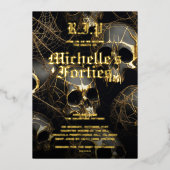 Invitation En Aluminium Halloween moderne 50e anniversaire crâne d'or (Recto)