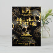 Invitation En Aluminium Halloween moderne 50e anniversaire crâne d'or (Debout devant)