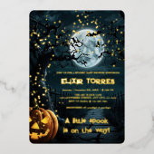 Invitation En Aluminium Halloween Un Petit Baby shower Citrouille Foil (Recto)