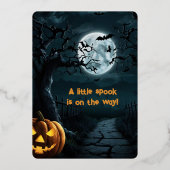 Invitation En Aluminium Halloween Un Petit Baby shower Citrouille Foil (Verso)