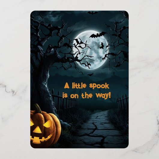 Invitation En Aluminium Halloween Un Petit Baby shower Citrouille Foil (Verso)