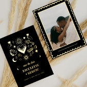 Invitation En Aluminium Hand Drawn Celestial Wedding Save the Date in Gold