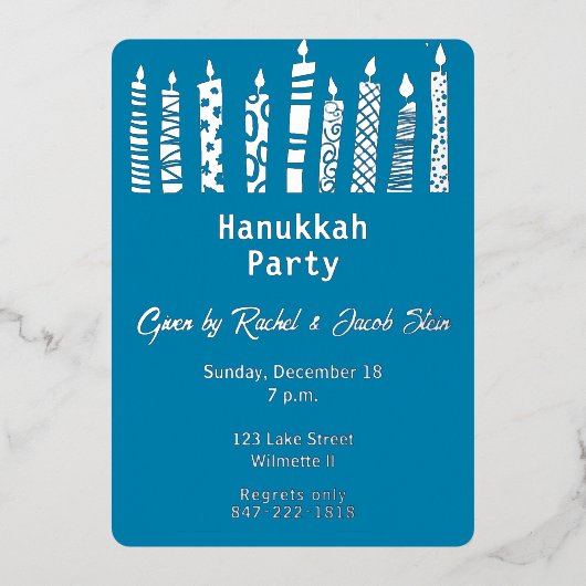 Invitation En Aluminium Hanoukka menorah (Recto)