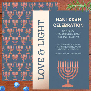 Invitation En Aluminium Hanoukka Rustic Menorah Festival éclaire Élégant