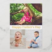 Invitation En Aluminium Happy Fête des pères Gold Script Photo Collage Car (Recto)