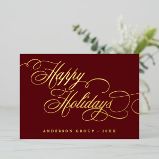 Invitation En Aluminium Happy Holidays Calligraphy corporative Salutation