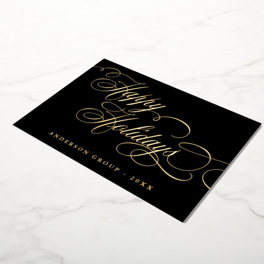 Invitation En Aluminium Happy Holidays Calligraphy corporative Salutation (Rotation)