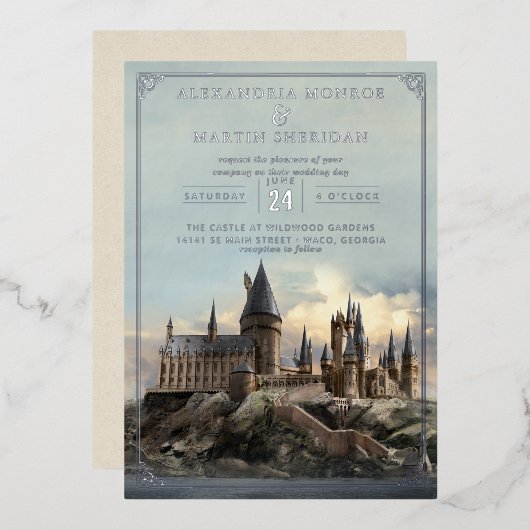 Invitation En Aluminium Harry Potter | Hogwarts Castle Mariage (Recto/Verso)