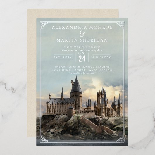 Invitation En Aluminium Harry Potter | Mariage au château de Poudlard (Recto/Verso)