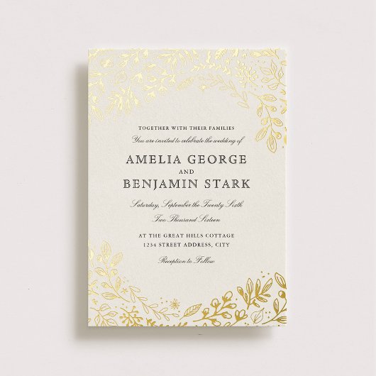 Invitation En Aluminium Harvest Flowers Wedding Foil Invite